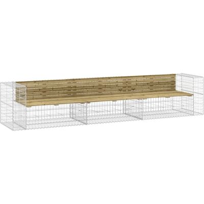 vidaXL Ławka ogrodowa na zewnątrz - Design gabionowy z solidnym drewnem - Ciemnobrązowy - Ławka vidaXL Ławka ogrodowa na zewnątrz - Design gabionowy z solidnym drewnem - Ciemnobrązowy - Ławka