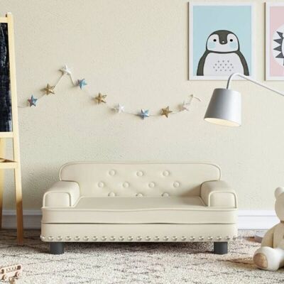vidaXL Kinder-Creme-Sofa - Moderner Kinder-Sitz aus Kunstleder vidaXL Kinder-Creme-Sofa - Moderner Kinder-Sitz aus Kunstleder