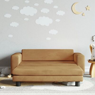 vidaxl Brauner Kindersofa mit Hocker - Kinder Möbel vidaxl Brauner Kindersofa mit Hocker - Kinder Möbel