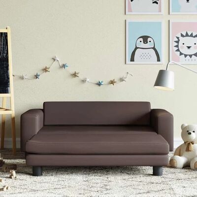VIDAXL Børnesofa med fodskammel - Brun - Børnesofa med fodskammel VIDAXL Børnesofa med fodskammel - Brun - Børnesofa med fodskammel