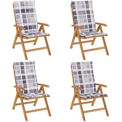 VidaXL Gartenstuhl - Verstellbar, Klappbar, 4 Kissen, Braun - Gartenstuhl VidaXL Gartenstuhl - Verstellbar, Klappbar, 4 Kissen, Braun - Gartenstuhl