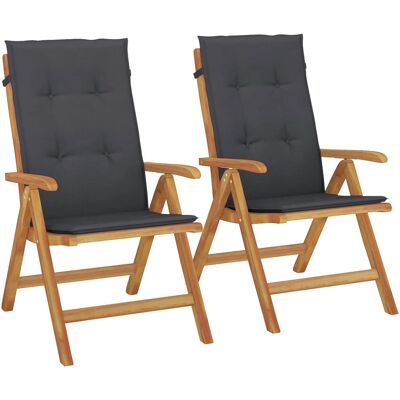 VidaXL Outdoor Stuhl - Verstellbarer Teak-Gartenstuhl - Schwarz VidaXL Outdoor Stuhl - Verstellbarer Teak-Gartenstuhl - Schwarz