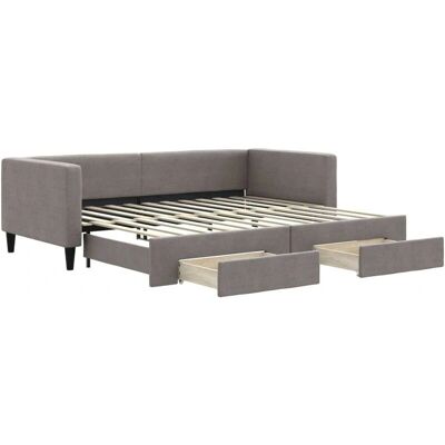vidaXL Tagesbett Stoff Taupe 90x200 cm - Schlafsofa mit Stauraum vidaXL Tagesbett Stoff Taupe 90x200 cm - Schlafsofa mit Stauraum