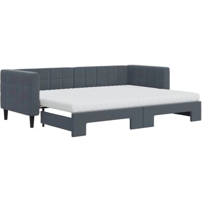 vidaXL Slaapbank Grijs - 2-in-1 Moderne Fluwelen Bank & Bed vidaXL Slaapbank Grijs - 2-in-1 Moderne Fluwelen Bank & Bed