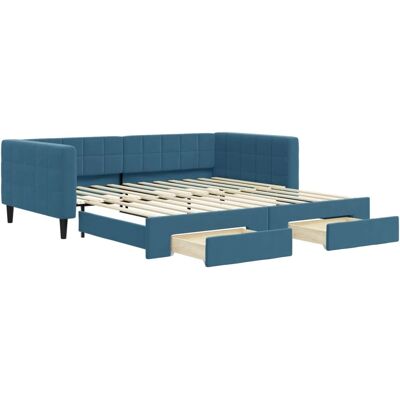 vidaXL Blaues Samt-Sofabett mit Schubladen - 2-in-1 Schlafsofa vidaXL Blaues Samt-Sofabett mit Schubladen - 2-in-1 Schlafsofa