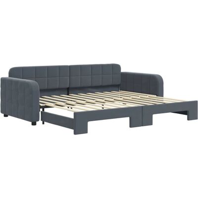 vidaXL Schlafsofa grau - Schlafsofa, Samt, platzsparend, 90x200 cm vidaXL Schlafsofa grau - Schlafsofa, Samt, platzsparend, 90x200 cm