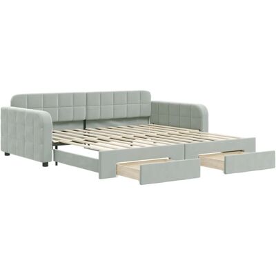 vidaXL Canapé-Lit gris clair avec rangements vidaXL Canapé-Lit gris clair avec rangements