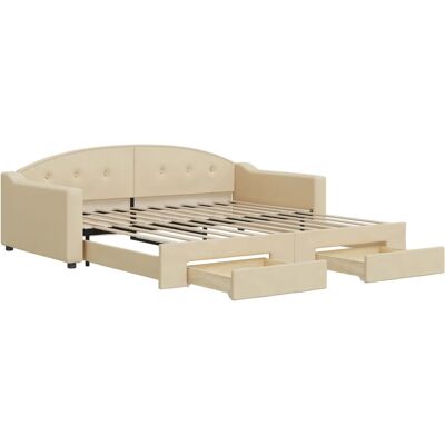 vidaXL Cremfarbige Stoffcouch mit Stauraum - Schlafsofa vidaXL Cremfarbige Stoffcouch mit Stauraum - Schlafsofa