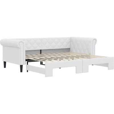 Canapé convertible en simili cuir blanc vidaXL avec rangement - Publicité Canapé convertible en simili cuir blanc vidaXL avec rangement - Publicité