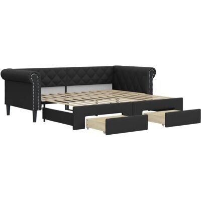 vidaXL Schlafsofa mit Schubladen - Schwarz 90x200 cm vidaXL Schlafsofa mit Schubladen - Schwarz 90x200 cm
