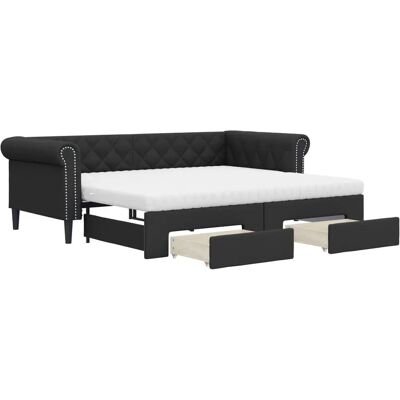 vidaXL Schlafsofa mit Schubladen - Schwarz 90x200 cm vidaXL Schlafsofa mit Schubladen - Schwarz 90x200 cm
