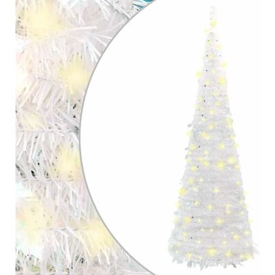 vidaXL 150cm Weißer Künstlicher Weihnachtsbaum - Einfacher Aufbau mit 150 LEDs vidaXL 150cm Weißer Künstlicher Weihnachtsbaum - Einfacher Aufbau mit 150 LEDs