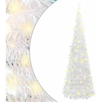 vidaXL 180cm Białe sztuczne drzewko bożonarodzeniowe z LED - Składane vidaXL 180cm Białe sztuczne drzewko bożonarodzeniowe z LED - Składane