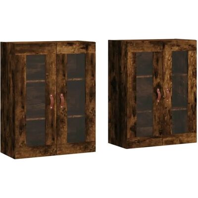 vidaXL Armarios de baño de pared - 2 piezas Roble ahumado vidaXL Armarios de baño de pared - 2 piezas Roble ahumado
