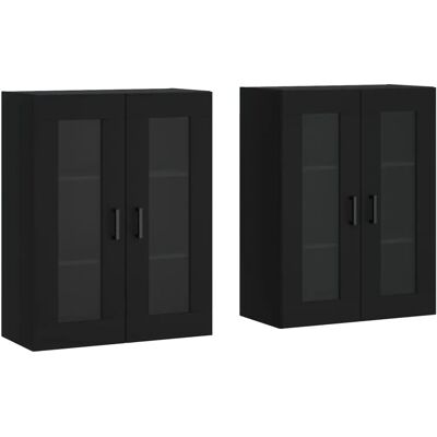 vidaXL Wall Cabinets - 2 Black Wooden Shelves vidaXL Wall Cabinets - 2 Black Wooden Shelves