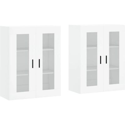 vidaXL Wall Mounted Cabinets White Engineered Wood - Wall Cabinet Set vidaXL Wall Mounted Cabinets White Engineered Wood - Wall Cabinet Set