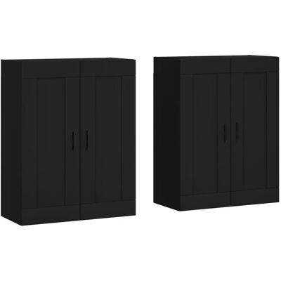 vidaXL Wandmontierte Schränke 2 Stück Schwarz Ingenieurholz Wohnzimmer Sideboard vidaXL Wandmontierte Schränke 2 Stück Schwarz Ingenieurholz Wohnzimmer Sideboard