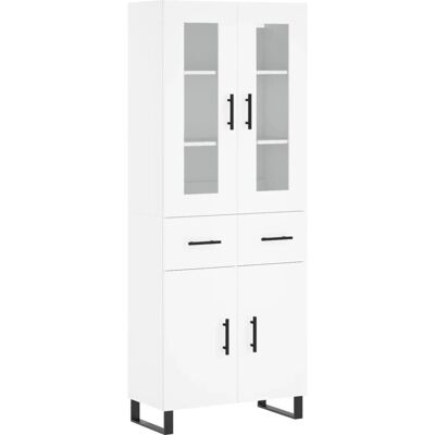 vidaXL Weißer Highboard mit 2 Türen & Schubladen - Sideboard Möbel vidaXL Weißer Highboard mit 2 Türen & Schubladen - Sideboard Möbel
