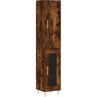 vidaXL Hochboard Rauch Eiche - Wohnzimmer Sideboard - 34,5x34x180 cm vidaXL Hochboard Rauch Eiche - Wohnzimmer Sideboard - 34,5x34x180 cm