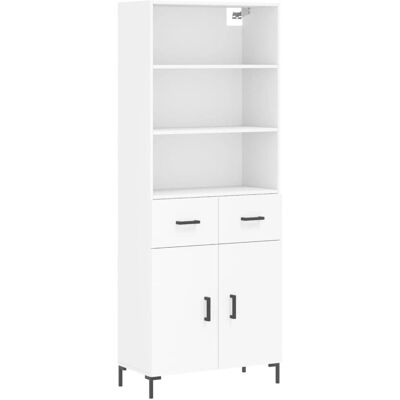 vidaXL 2 Tü Hochboard Weiß Sideboard - Stauraum-Schrank vidaXL 2 Tü Hochboard Weiß Sideboard - Stauraum-Schrank