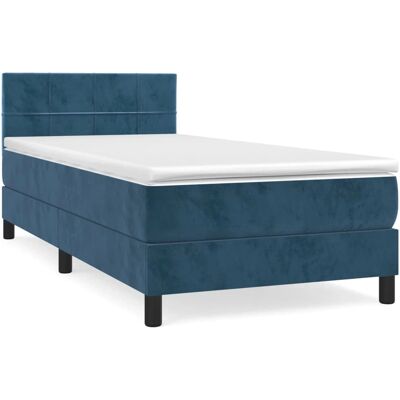 VidaXL Bett mit Samt - Mittelhart - Dunkelblau - Bett VidaXL Bett mit Samt - Mittelhart - Dunkelblau - Bett