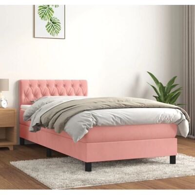 vidaxl Rosa Samtbettt Bed mit Matratze & Rahmen vidaxl Rosa Samtbettt Bed mit Matratze & Rahmen