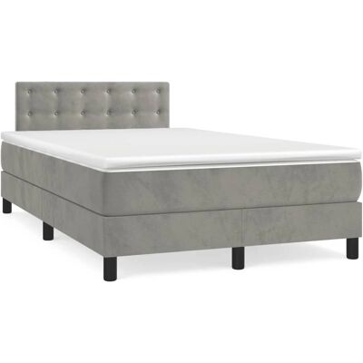 vidaXL Lichtgrijs fluwelen bed met verstelbaar hoofdbord - Bed vidaXL Lichtgrijs fluwelen bed met verstelbaar hoofdbord - Bed