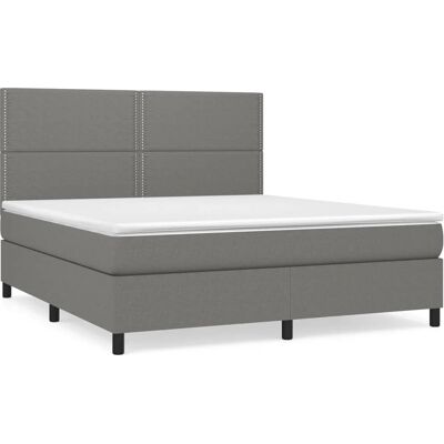 vidaXL Dunkelgraues Bett mit Taschenfederkernmatratze vidaXL Dunkelgraues Bett mit Taschenfederkernmatratze
