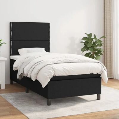 vidaXL Boxspringbett - Schwarz, 100x200cm, Modell: Flach vidaXL Boxspringbett - Schwarz, 100x200cm, Modell: Flach