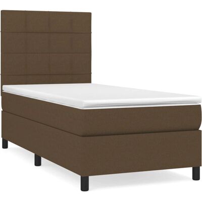 vidaXL Boxspringbett Mit Matratze Dunkelbraun 90x190cm vidaXL Boxspringbett Mit Matratze Dunkelbraun 90x190cm