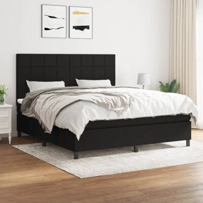 Lit box spring noir 160x200cm - Tissu durable et respirant Lit box spring noir 160x200cm - Tissu durable et respirant