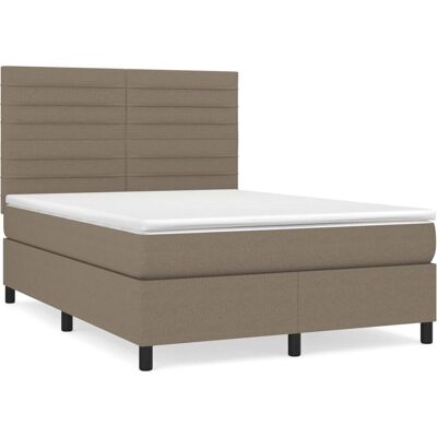 VidaXL Bett - Grau/Taupe - Verstellbares Kopfteil - Unterstützende Matratze VidaXL Bett - Grau/Taupe - Verstellbares Kopfteil - Unterstützende Matratze