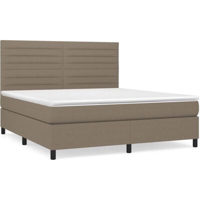 VidaXL Bett mit Verstellbarem Kopfteil - Taschenfederkernmatratze - Grau Taupe - Bettart VidaXL Bett mit Verstellbarem Kopfteil - Taschenfederkernmatratze - Grau Taupe - Bettart
