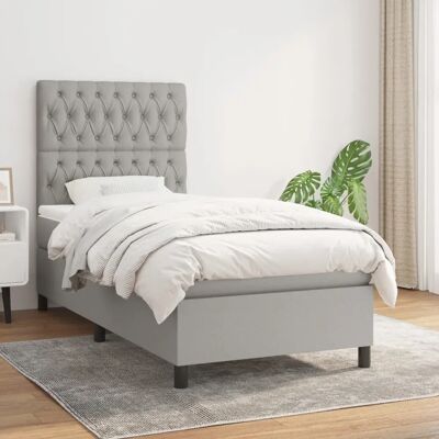 Maison Chic - Lichtgrijze eenpersoonsbed met matras - Bed Maison Chic - Lichtgrijze eenpersoonsbed met matras - Bed