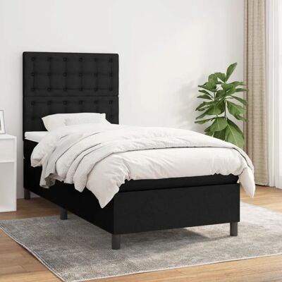 vidaXL Schwarzes 100x200cm Boxspringbett mit Matratze vidaXL Schwarzes 100x200cm Boxspringbett mit Matratze