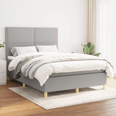 MAISONCHIC Hellgraues Bett 140x190cm mit Matratze & Rahmen MAISONCHIC Hellgraues Bett 140x190cm mit Matratze & Rahmen