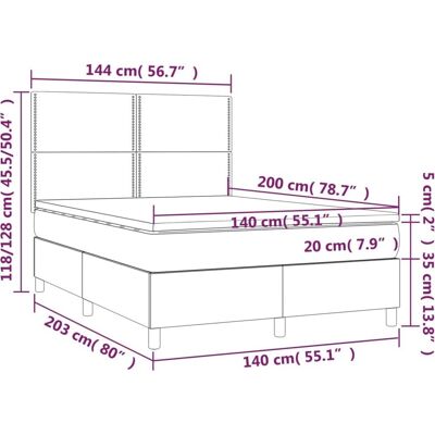 MAISONCHIC Helles Grau 140x200cm Bett mit Federkernmatratze MAISONCHIC Helles Grau 140x200cm Bett mit Federkernmatratze