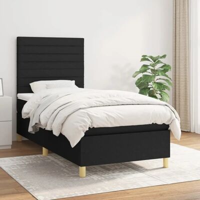 vidaXL Schwarzes 100x200cm Boxspringbett mit Matratze vidaXL Schwarzes 100x200cm Boxspringbett mit Matratze