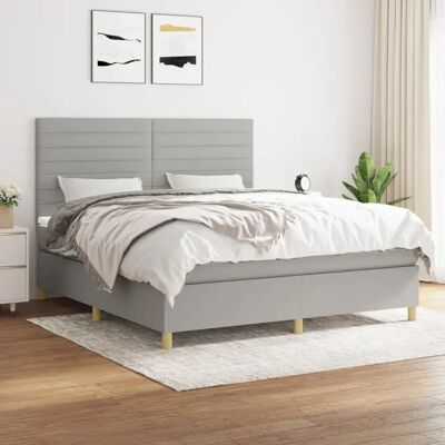 MAISONCHIC - Cama de muelles gris claro - Cama MAISONCHIC - Cama de muelles gris claro - Cama