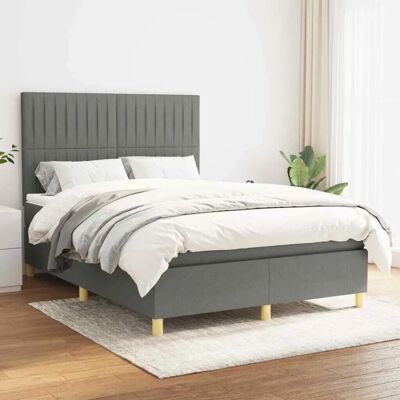 MAISONCHIC Bett mit Taschenfederkernmatratze - Grau Dunkel 140x190cm MAISONCHIC Bett mit Taschenfederkernmatratze - Grau Dunkel 140x190cm