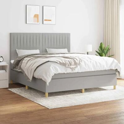 MAISONCHIC Hellgraues Bett 180x200cm mit Taschenfederkernmatratze MAISONCHIC Hellgraues Bett 180x200cm mit Taschenfederkernmatratze