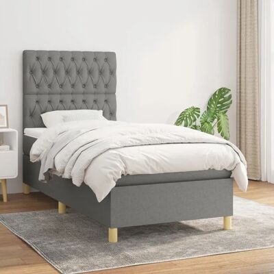 MaisonChic Dunkelgraues Einzelbett mit Matratze - Bett MaisonChic Dunkelgraues Einzelbett mit Matratze - Bett
