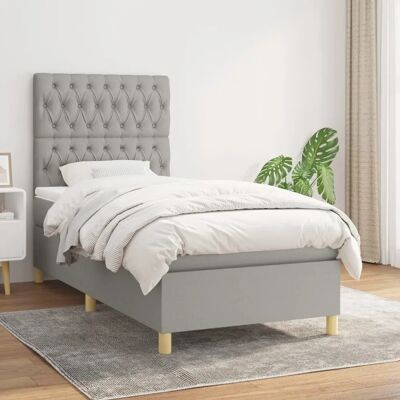 MAISON CHIC Hellgraues Einzelbett mit Matratze - Bett MAISON CHIC Hellgraues Einzelbett mit Matratze - Bett
