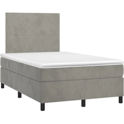 vidaXL Bett mit Matratze - Hellgrau Samt, Verstellbares Kopfteil, 120x200cm vidaXL Bett mit Matratze - Hellgrau Samt, Verstellbares Kopfteil, 120x200cm