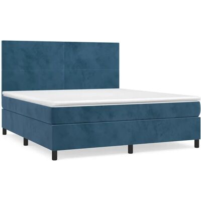 VidaXL Bett - Verstellbares Dunkelblaues Samt mit Taschenfederkernmatratze - Bett VidaXL Bett - Verstellbares Dunkelblaues Samt mit Taschenfederkernmatratze - Bett