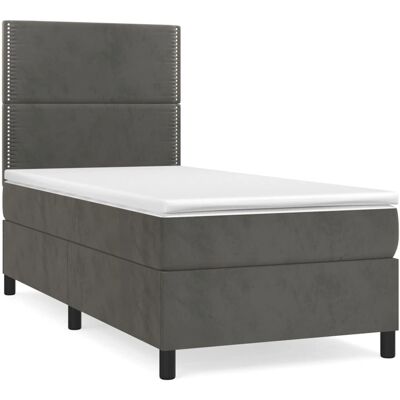 vidaXL Flach Dunkelgraues Samt-Bett - Bett vidaXL Flach Dunkelgraues Samt-Bett - Bett