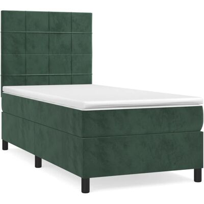 vidaXL Boxspringbett Mit Matratze Dunkelgrün 80x200cm - Modell Block vidaXL Boxspringbett Mit Matratze Dunkelgrün 80x200cm - Modell Block