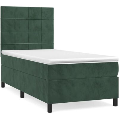 vidaXL Dunkelgrünes Samt-Bett - 90x190 cm vidaXL Dunkelgrünes Samt-Bett - 90x190 cm