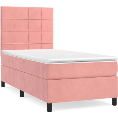 vidaXL 3143012 Rosa Samt Bett - Nachttisch und Matratze inklusive vidaXL 3143012 Rosa Samt Bett - Nachttisch und Matratze inklusive