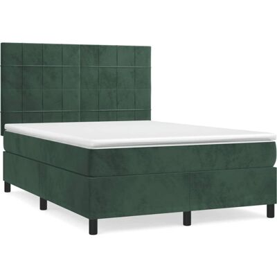 vidaXL Boxspringbett mit Matratze - Dunkelgrün - 140x190 cm - Bett vidaXL Boxspringbett mit Matratze - Dunkelgrün - 140x190 cm - Bett
